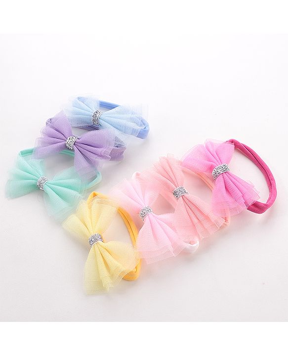 Babyhug Free Size Hairbands With Bow Applique Pack of 7 - Multicolor