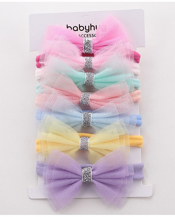 Babyhug Free Size Hairbands With Bow Applique Pack of 7 - Multicolor