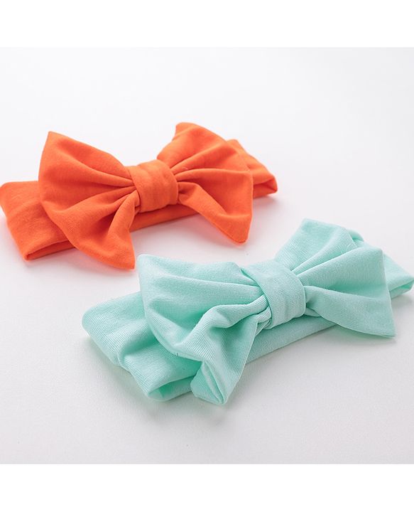 Babyhug Free Size Headbands With Bow Applique Pack of 2 - Blue & Orange