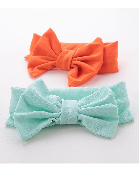Babyhug Free Size Headbands With Bow Applique Pack of 2 - Blue & Orange