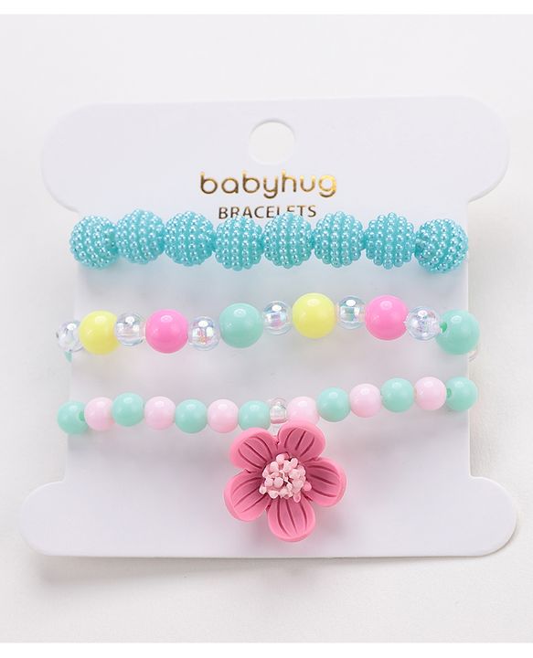 Babyhug Free Size Bracelets With Floral Applique Pack of 3 - Multicolor
