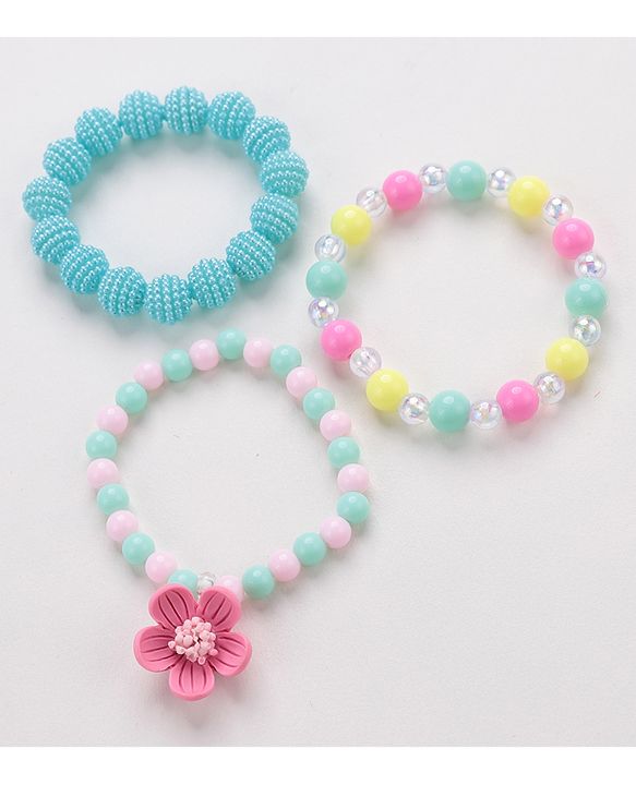 Babyhug Free Size Bracelets With Floral Applique Pack of 3 - Multicolor