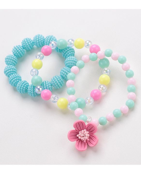 Babyhug Free Size Bracelets With Floral Applique Pack of 3 - Multicolor
