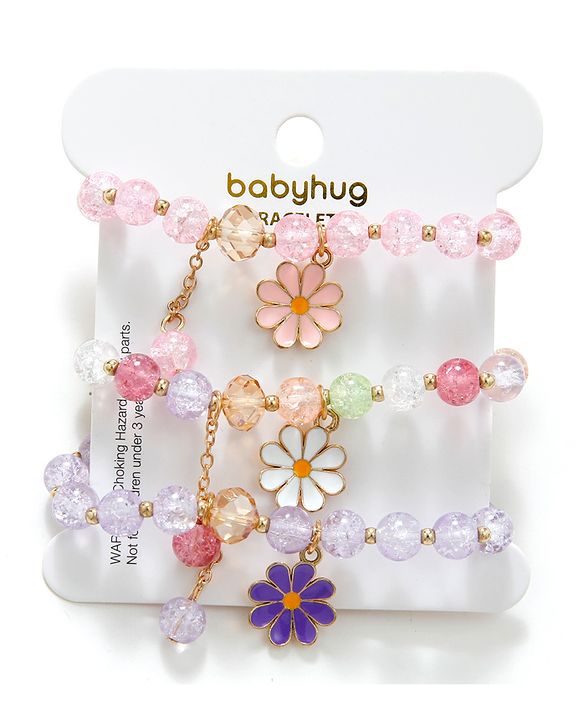 Babyhug Free Size Bracelets With Charms Pack of 3 - Multicolor