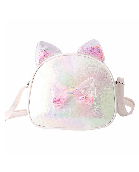Babyhug Sling Bag with Bow Applique - White