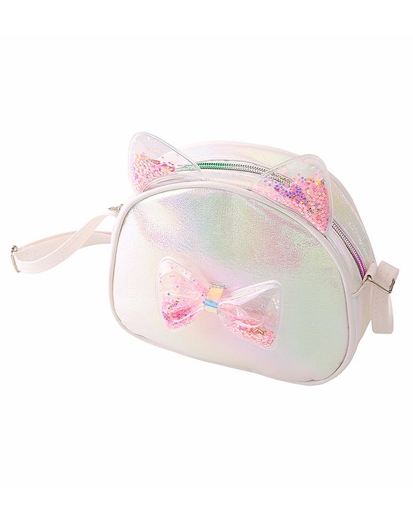 Babyhug Sling Bag with Bow Applique - White