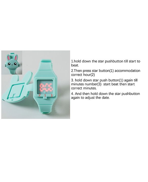 Babyhug Free Size Bunny Shape Digital Watch - Green