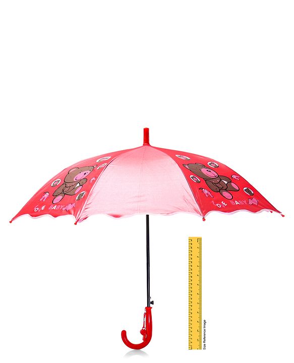 Babyhug Free size Umbrella With Teddy Bear Print - Dark Pink