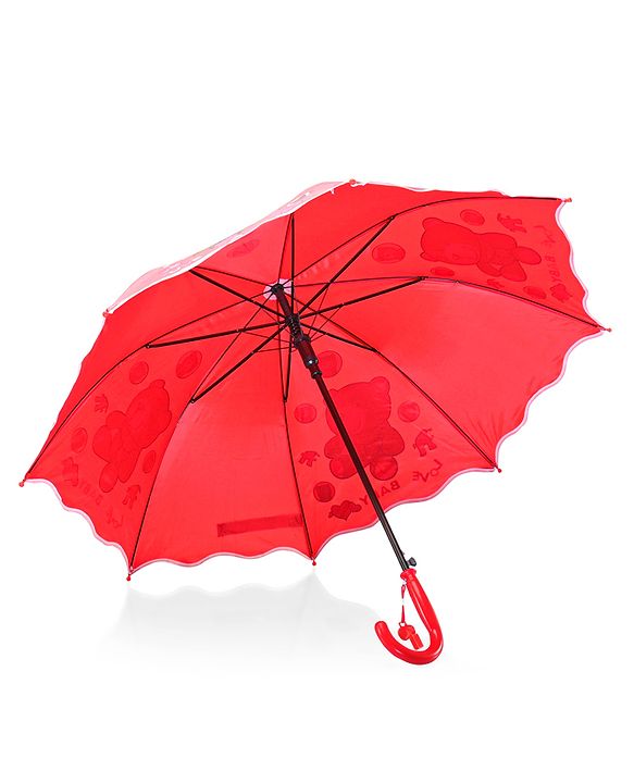 Babyhug Free size Umbrella With Teddy Bear Print - Dark Pink