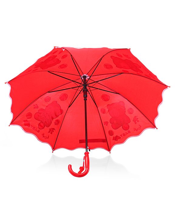 Babyhug Free size Umbrella With Teddy Bear Print - Dark Pink