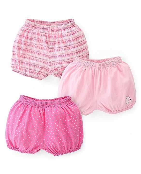 Babyhug 100% Cotton Bloomer Polka Dot Print Pack of 3 -Pink