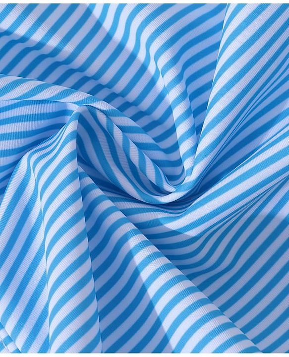 Pine Kids Sleeveless Striped Two Piece Swimsuit with Floral Embroidery & Frill Detailing - Blue