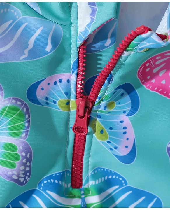 Pine Kids Sleeveless Two Piece Swimsuit with Butterfly Print - Green