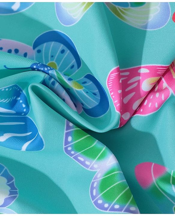 Pine Kids Sleeveless Two Piece Swimsuit with Butterfly Print - Green