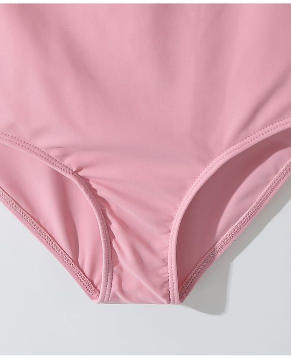 Pine Kids Sleeveless V Cut Swimsuit with Frill Detailing - Pink