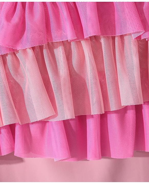 Pine Kids Sleeveless V Cut Swimsuit with Frill Detailing - Pink
