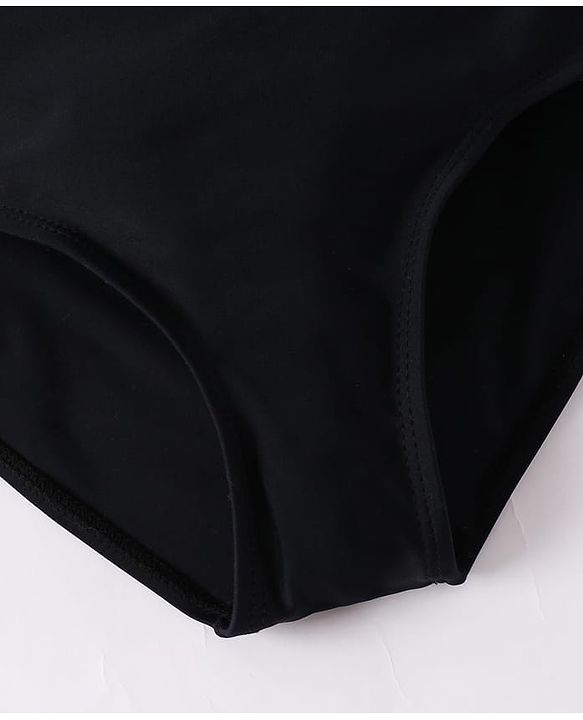Pine Kids Full Sleeves V Cut Swimsuit With Frill Detailing - Black