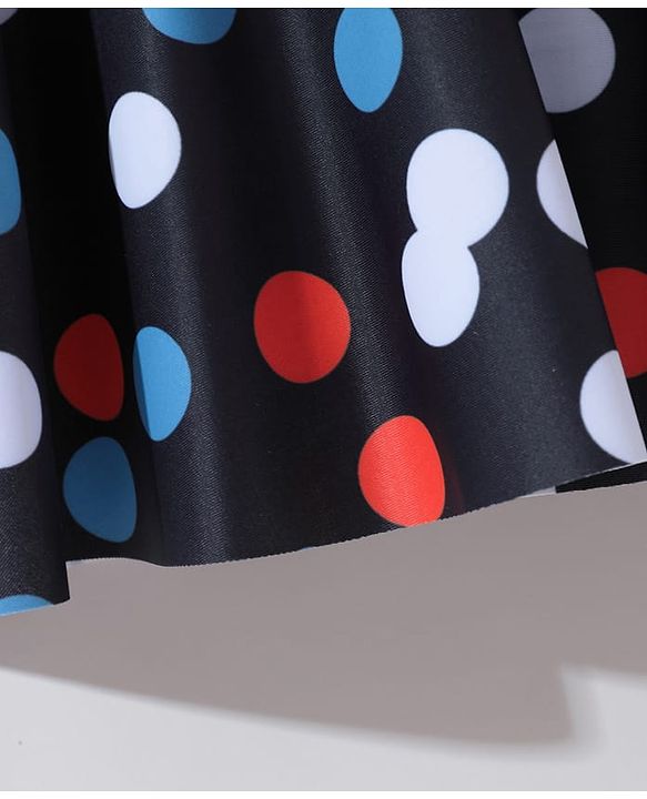 Pine Kids Sleeveless  Frock Swimsuit with Polka Dots Print - Black