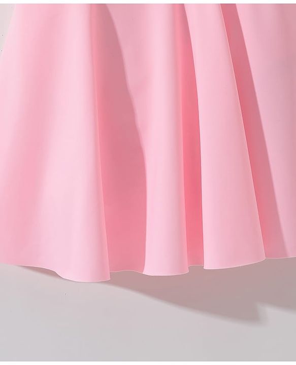 Pine Kids Sleeveless Solid Frock Swimsuit  with Fril Detailing - Pink