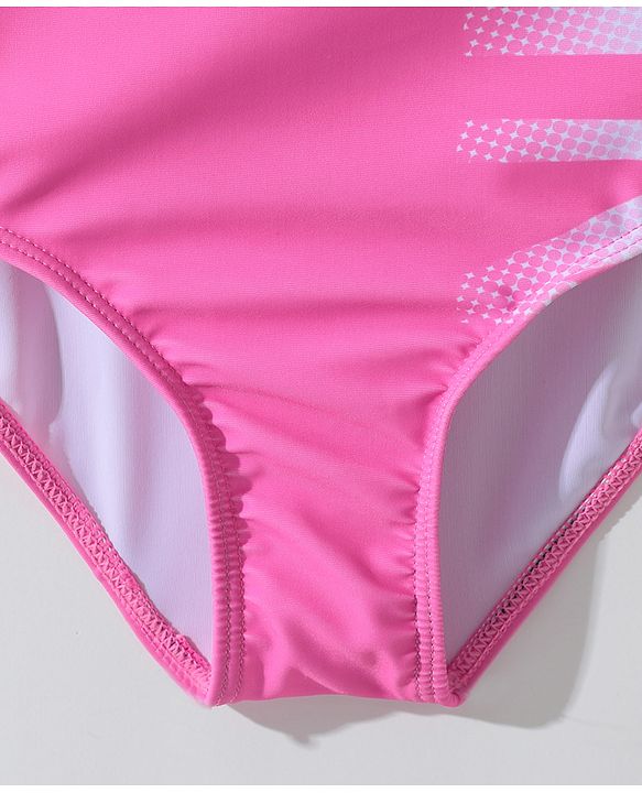 Pine Active Sleeveless  V Cut Swimsuit with Text Print - Pink