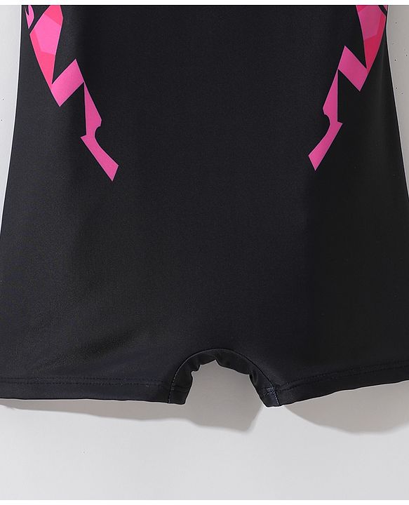 Pine Active Sleeveless Printed Legged Swimsuit -Black