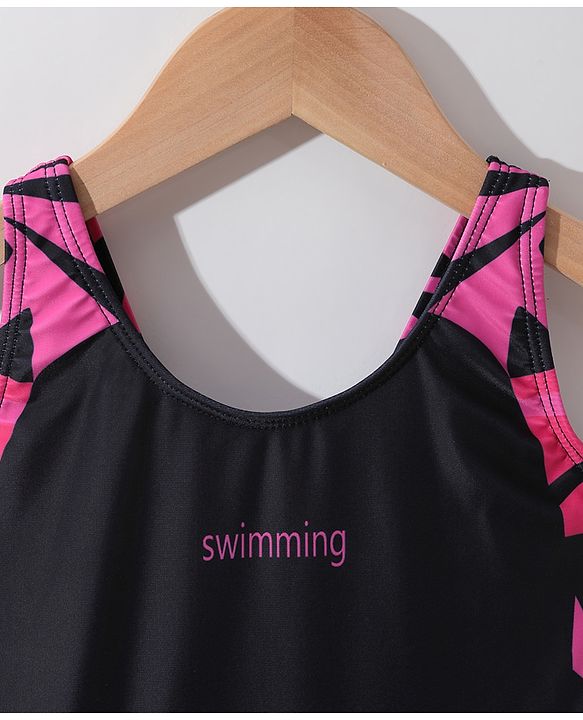 Pine Active Sleeveless Printed Legged Swimsuit -Black