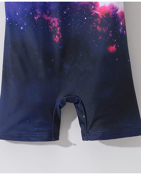 Pine Kids Sleeveless  Legged Swimsuit with Galaxy Theme Print - Navy Blue