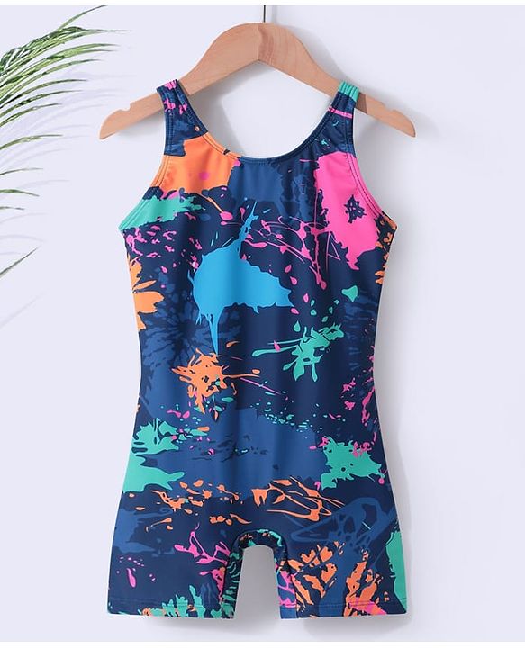 Pine Kids Sleeveless Printed  Legged Swimsuit - Blue