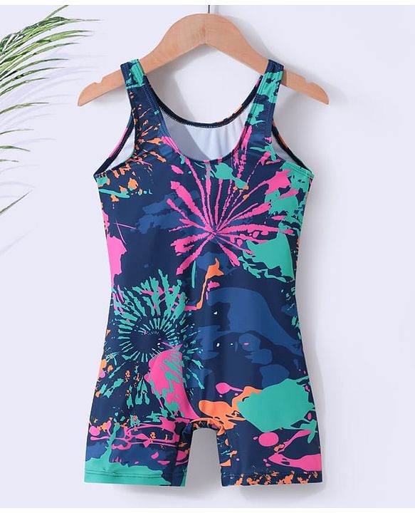 Pine Kids Sleeveless Printed  Legged Swimsuit - Blue