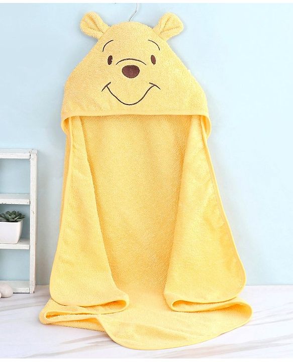 Babyhug Disney Cotton Towel With Winnie the Pooh Hood L 74 x B 74 cm - Yellow