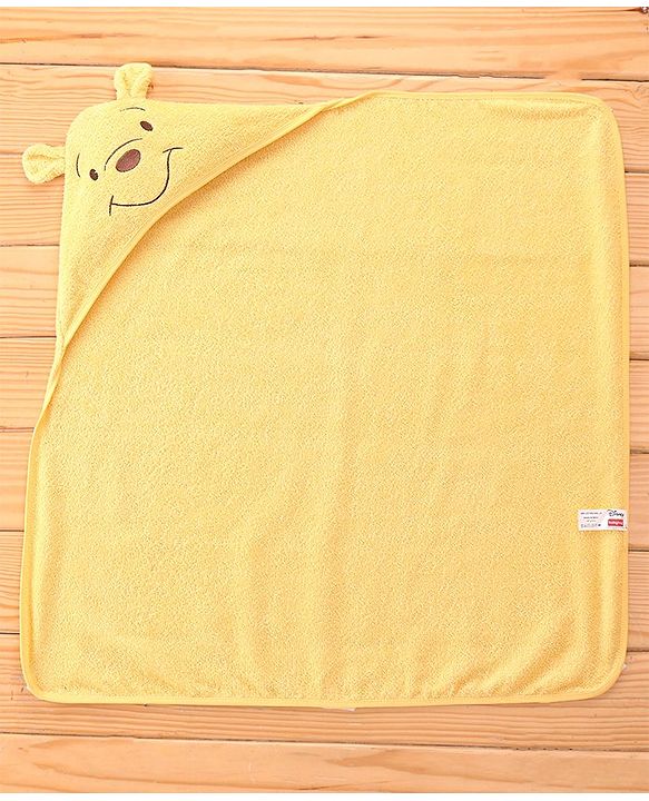 Babyhug Disney Cotton Towel With Winnie the Pooh Hood L 74 x B 74 cm - Yellow