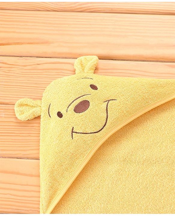 Babyhug Disney Cotton Towel With Winnie the Pooh Hood L 74 x B 74 cm - Yellow