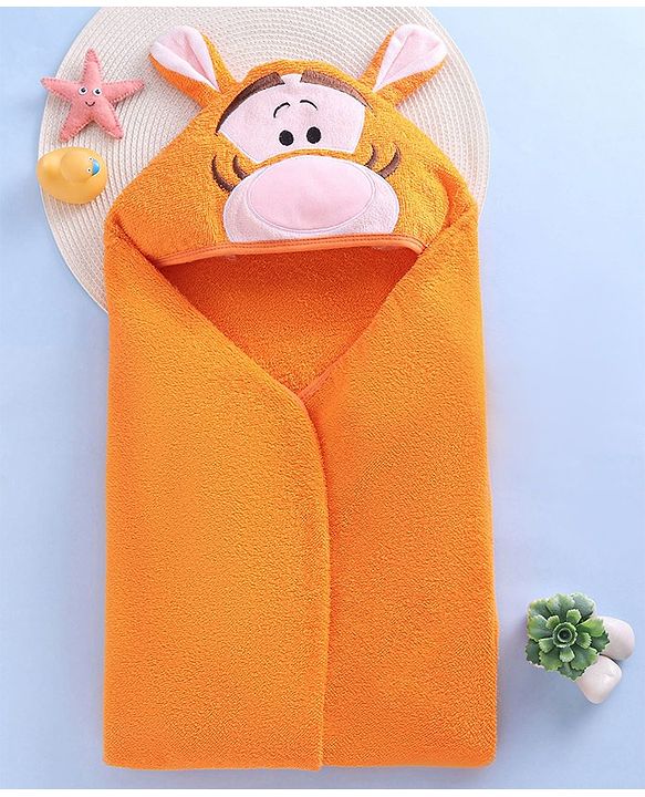 Babyhug Disney Cotton Towel With Tigger Hood L 74 x B 74 cm- Orange