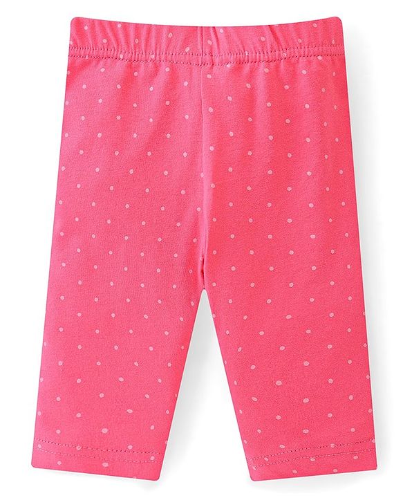 Babyhug Cotton Knit Three Fourth Length Butterfly & Polka Dots Printed Leggings Pack of 3 - Multicolour