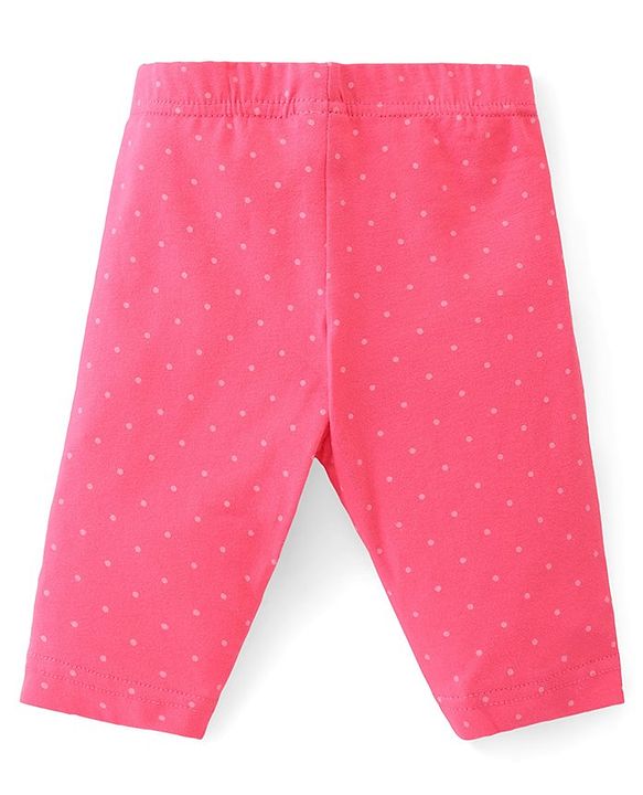 Babyhug Cotton Knit Three Fourth Length Butterfly & Polka Dots Printed Leggings Pack of 3 - Multicolour