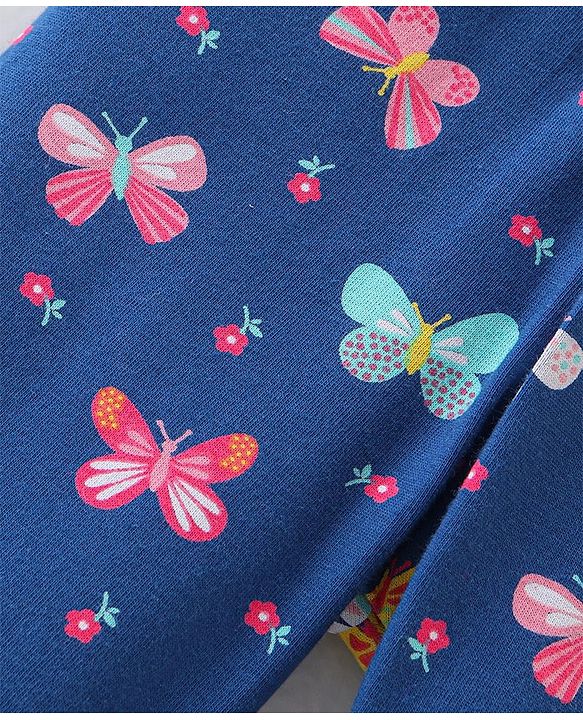 Babyhug Cotton Knit Three Fourth Length Butterfly & Polka Dots Printed Leggings Pack of 3 - Multicolour