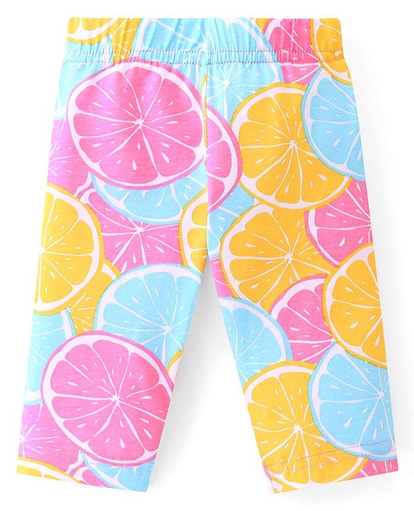 Babyhug Cotton Lycra Knit Three Fourth Legging Polka Dot Print Pack of 3 - Pink & Blue