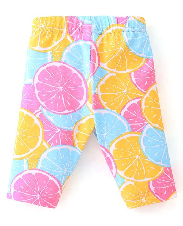 Babyhug Cotton Lycra Knit Three Fourth Legging Polka Dot Print Pack of 3 - Pink & Blue