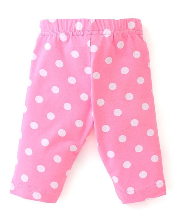 Babyhug Cotton Lycra Knit Three Fourth Legging Polka Dot Print Pack of 3 - Pink & Blue