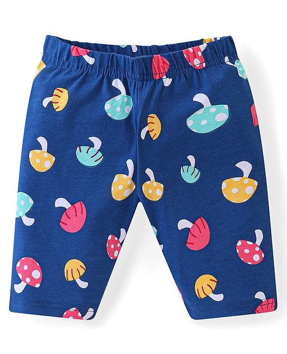 Babyhug Cotton  Lycra Knit Three Fourth Leggings with Polka Dot & Heart Print Pack of 3 - Multicolour