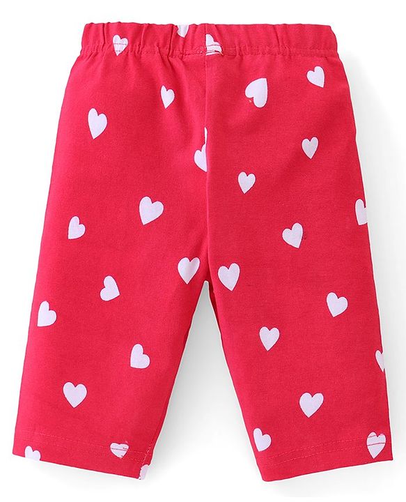 Babyhug Cotton  Lycra Knit Three Fourth Leggings with Polka Dot & Heart Print Pack of 3 - Multicolour