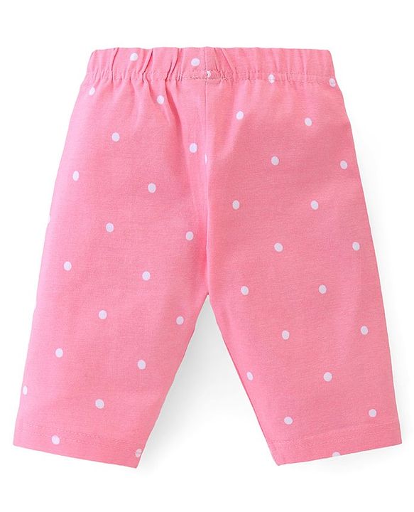 Babyhug Cotton  Lycra Knit Three Fourth Leggings with Polka Dot & Heart Print Pack of 3 - Multicolour