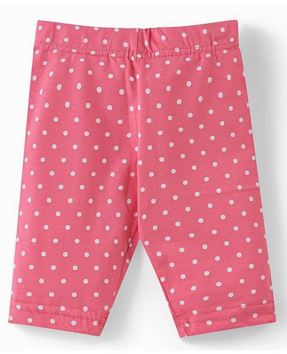 Babyhug Cotton  Lycra Three Fourth Leggings with Floral & Polka Dot Print Pack of 3 - Multicolor