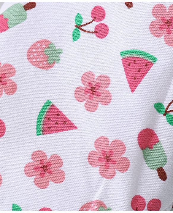 Babyhug Cotton  Lycra Three Fourth Leggings with Floral & Polka Dot Print Pack of 3 - Multicolor