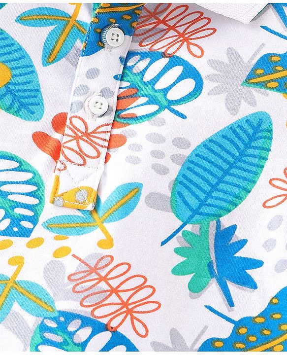 Babyhug Single Jersey Knit Half Sleeves T-Shirt & Shorts with Tropical Theme - Multicolor