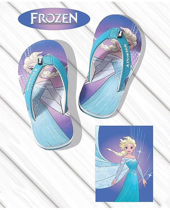 Pine Kids Disney  Slip On Flip Flops With Disney Frozen Print-Teal Blue