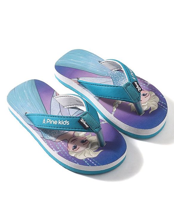 Pine Kids Disney  Slip On Flip Flops With Disney Frozen Print-Teal Blue