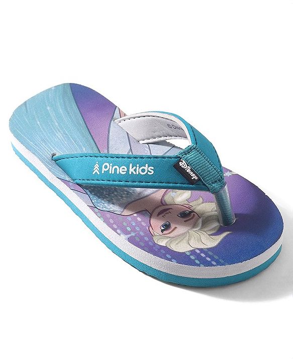 Pine Kids Disney  Slip On Flip Flops With Disney Frozen Print-Teal Blue
