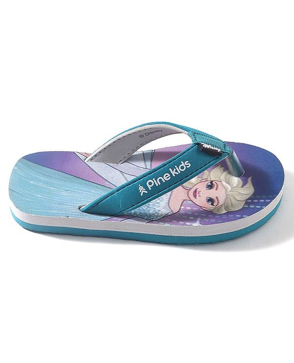 Pine Kids Disney  Slip On Flip Flops With Disney Frozen Print-Teal Blue