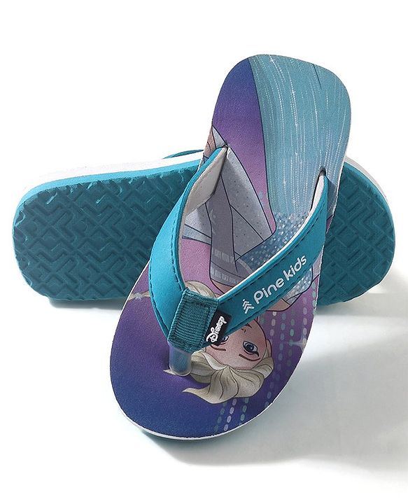 Pine Kids Disney  Slip On Flip Flops With Disney Frozen Print-Teal Blue